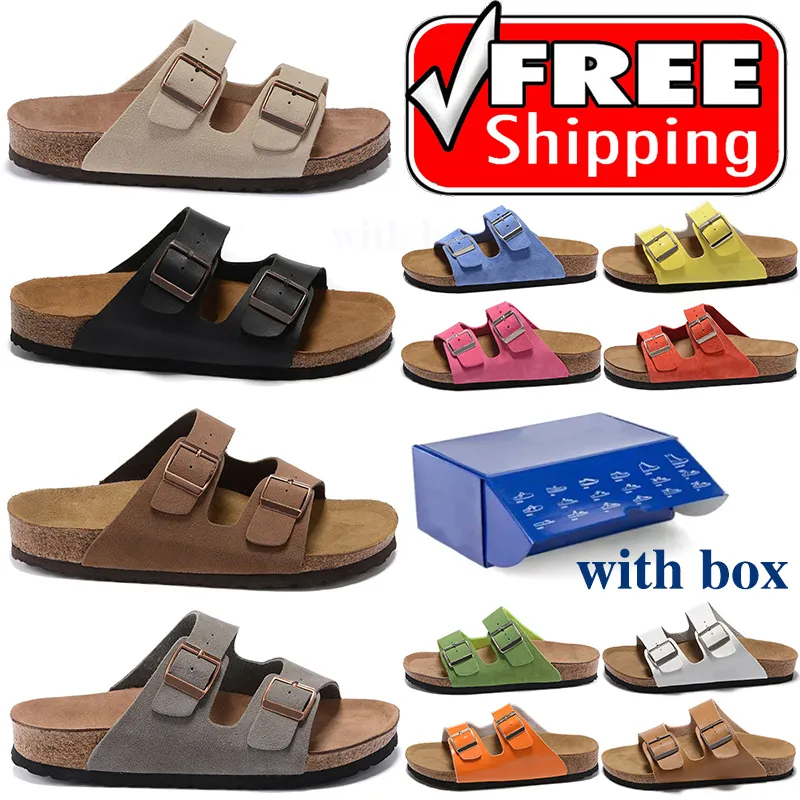 with box free shipping Designer men women Sandals Birkenstock slippers Soft Leather flip flops hombres mujeres Beach Sliders Woody Buckle Strap Casual clogs mules