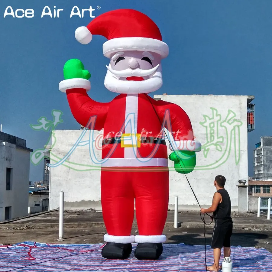 wholesale wholesale 8mH (26ft) With blower Customized Inflatable Santa Claus Led Lighting Standing Cartoon Christmas Decoration For Outdoor Event And Party-08