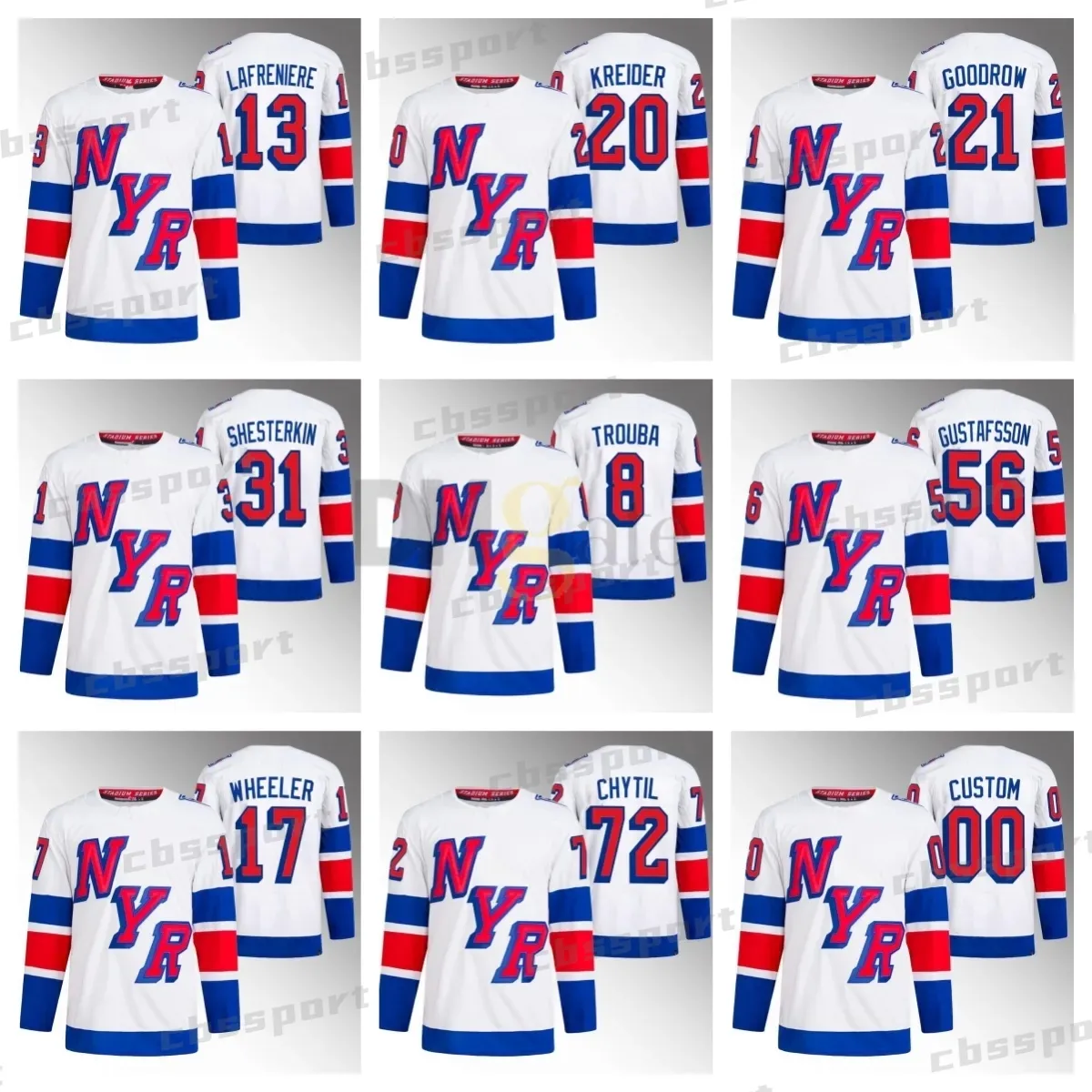 2024 New York Stadium Series Jersey Adam Fox Artemi Panarin K'Andre Miller Chris Kreider Mika Zibanejad Igor Shesterkin Wheeler Kaapo Kakko Vincent Trocheck