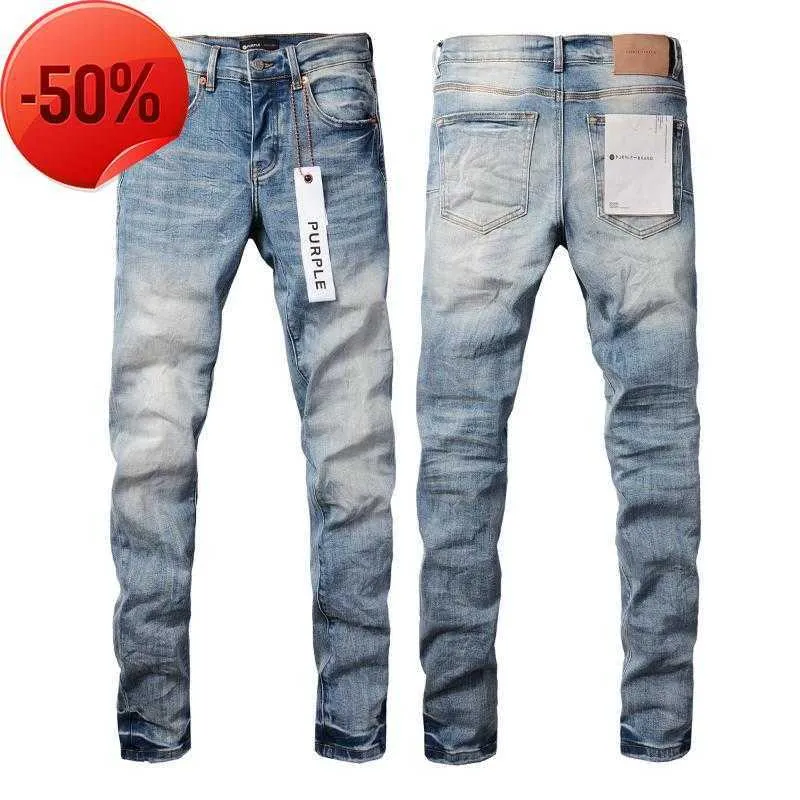 Mens Jeans Luxury Brand Purple Man Black High Street Paint Graffiti Pattern Damaged Ripped Skinny Trousers Denim Pants a235E3