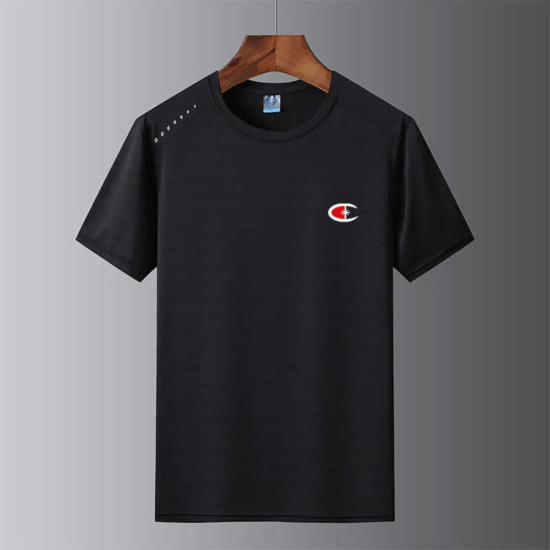 Champion New Baile Ice Feel T-shirt à manches courtes à séchage rapide pour hommes, été, col rond, mince, sport fendu, T-shirt pour femmes