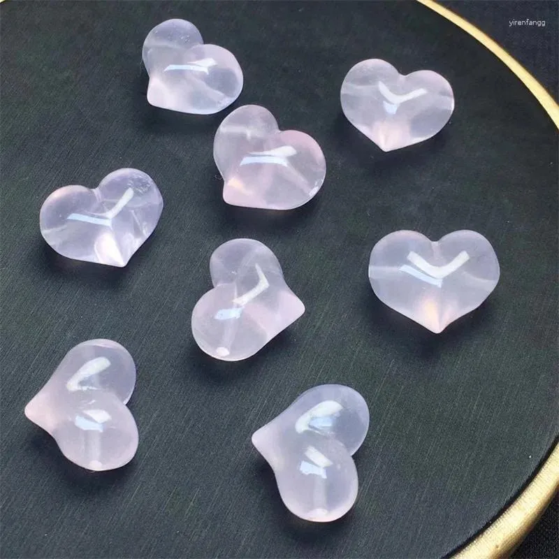 Figurines décoratives Quartz Rose naturel coeur de pêche accessoires de bijoux à bricoler soi-même Mini sculpture en cristal Reiki guérison Gematone 14x17mm