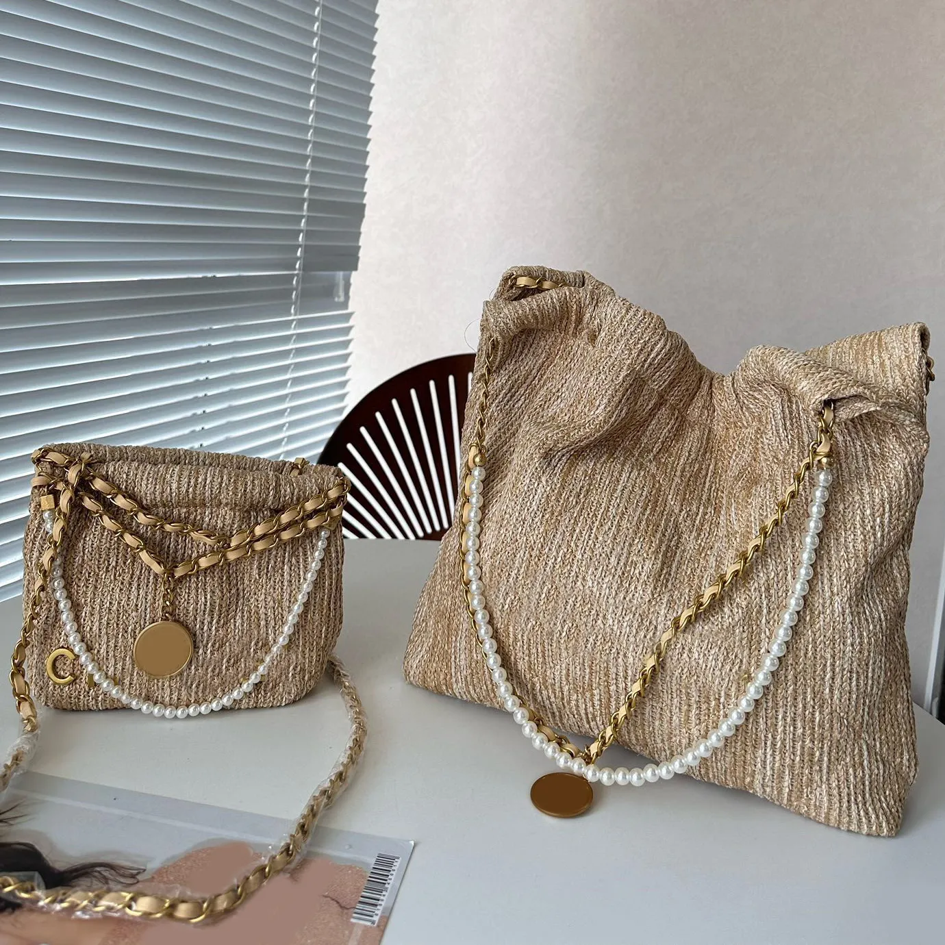 Tkane łańcuchy torby designerskie torba marki Pearl Totes Cross Body Luksusowa torebka moda na ramię wysokiej jakości dama liste torebka portfel telefon