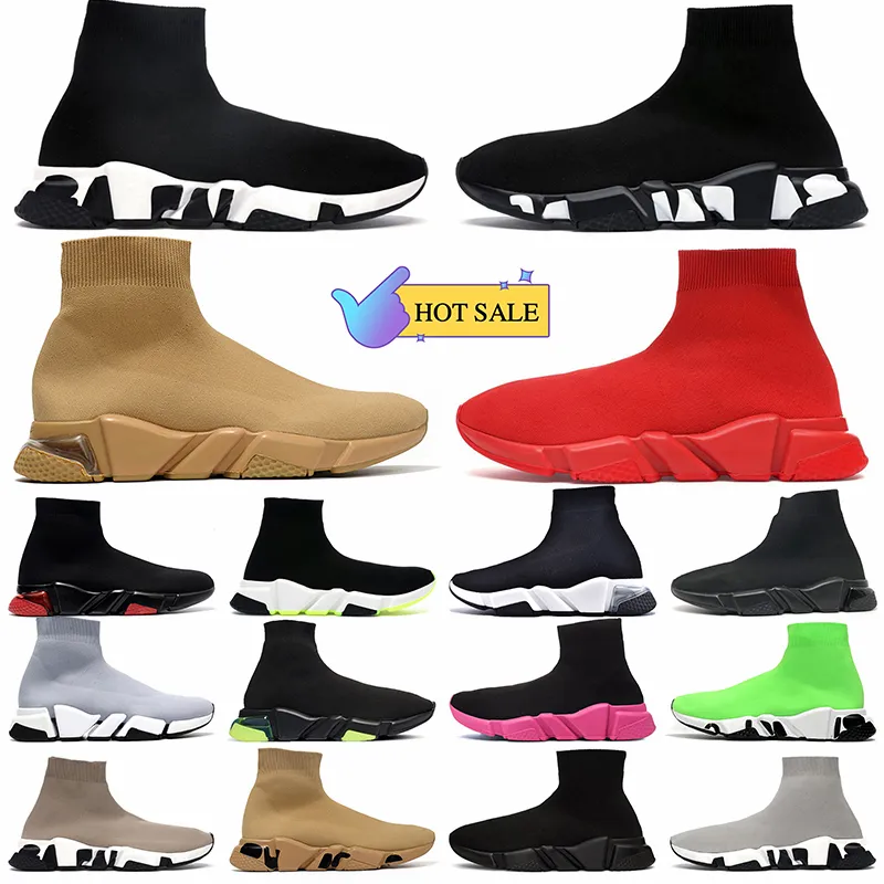 OG Authentic Mens Designer Sock Shoes Speed Trainer Черный Белый Красный Граффити Fashion Speeds 2.0 Носки с прозрачной подошвой Дизайнерские кроссовки Мокасины на платформе Кроссовки Женские