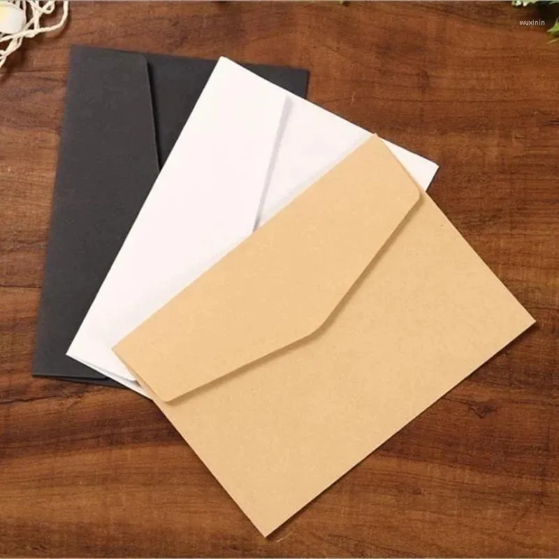 Cadeau cadeau 10 pcs noir blanc kraft enveloppes de papier vierge vintage style européen pour carte postale coréenne impression papeterie