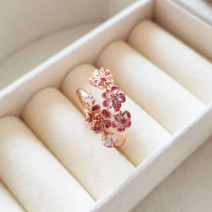 Pink peach blossom flower clearance branch open ring