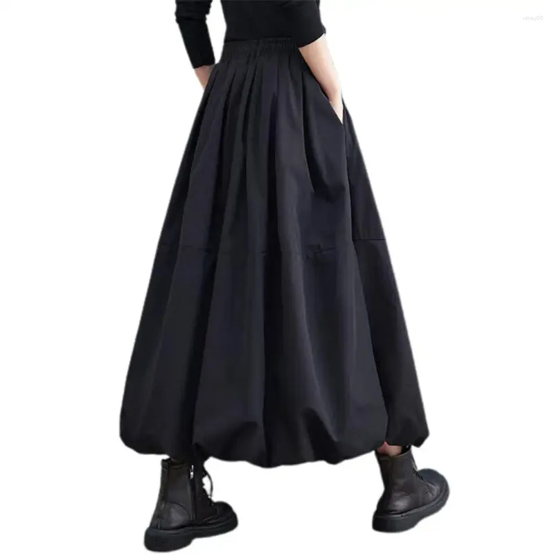 Jupes trapèze jupe femme taille haute maxi avec poches épaisses laine chaude à la mode hiver femme longue polyvalente
