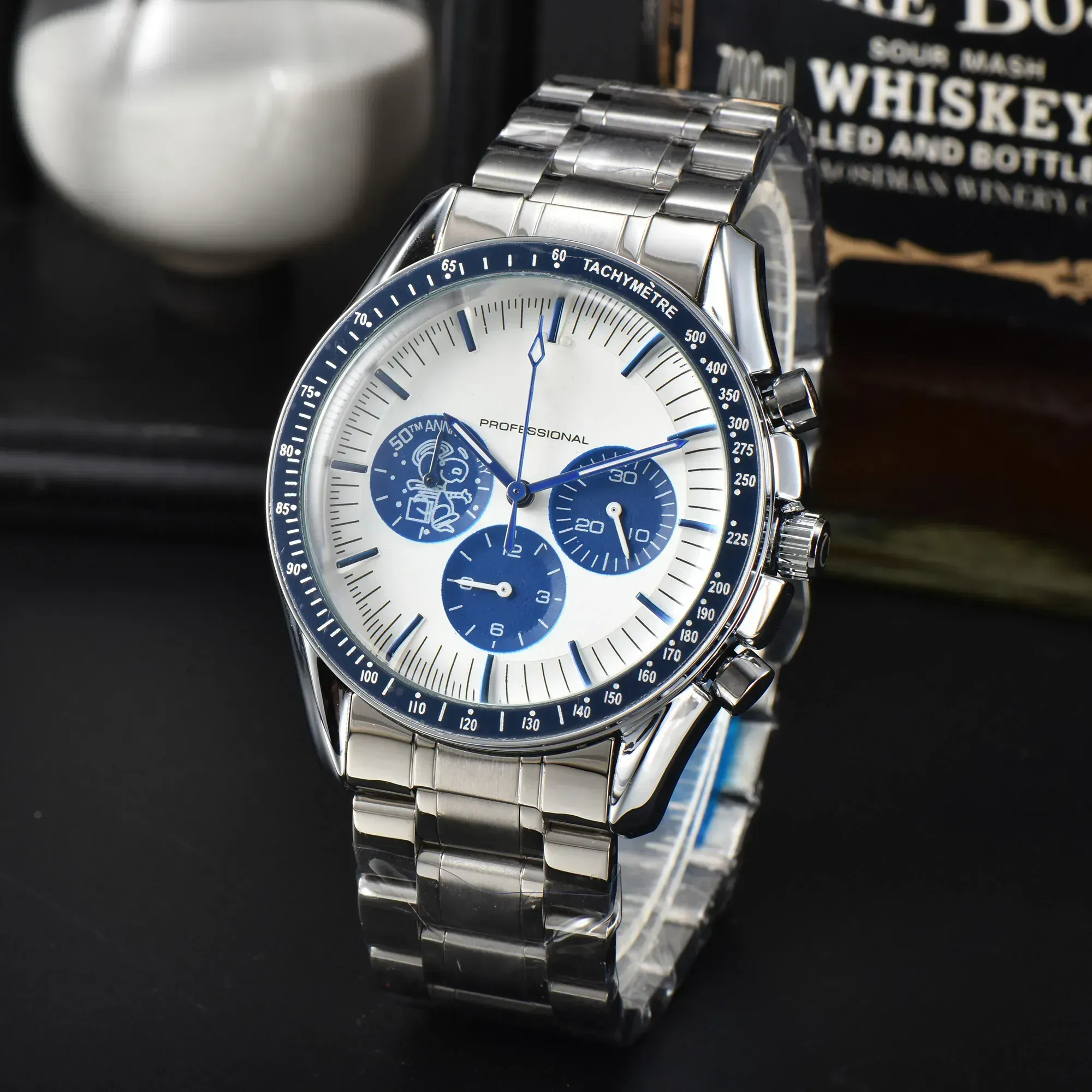 Multifunction Sapphire glasss OMG Men's designer Luxury Moonlight Series Full Function Quartz Watch Timing Running Casual Calendar Waterproof Watches Strap