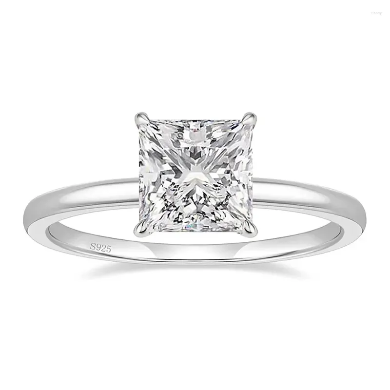 Cluster Rings Luxury 925 Sterling Silver Engagement Ring Princess Cut Zirconia Wedding Promise For Women Fine Jewelry