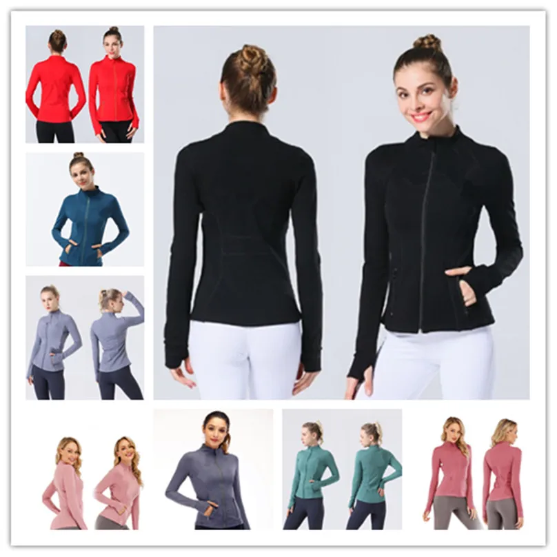 lu-89 schlanke, schnell trocknende, elastische Stehkragen-Reißverschlussjacke für Laufen, Fitness, Sport, Damen-Yoga-Jacke Lululemom