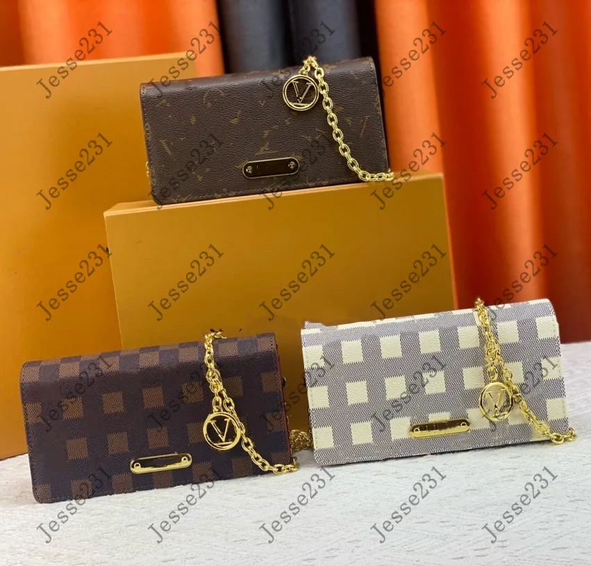10a Luxurys Tasarımcı Çantalar Kadınlar Orijinal Deri Woc El çantası Kahverengi Çiçek Zambak Cüzdan Zincir Çanta Omuz Çantaları Totes Crossbody Bag Çanta Tote Çanta Cüzdanları M82509