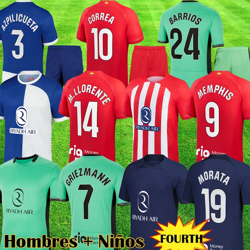 23 24 ATLETICO Soccer Jerseys Fourth MEMPHIS BARRIOS 2023 2024 DE PAUL CORREA 4TH mADriDs camiseta de futbol HERRERA LLORENTE A MAD Football Shirt