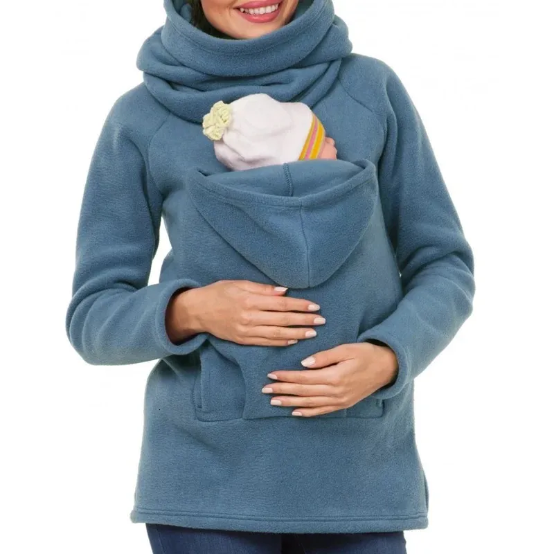 Autumn Winter Kangaroo Coat Maternity Clothing Plus Size Pregnancy Sweater Premama Baby For 0-12 Months Pregnant Hoodies 240219