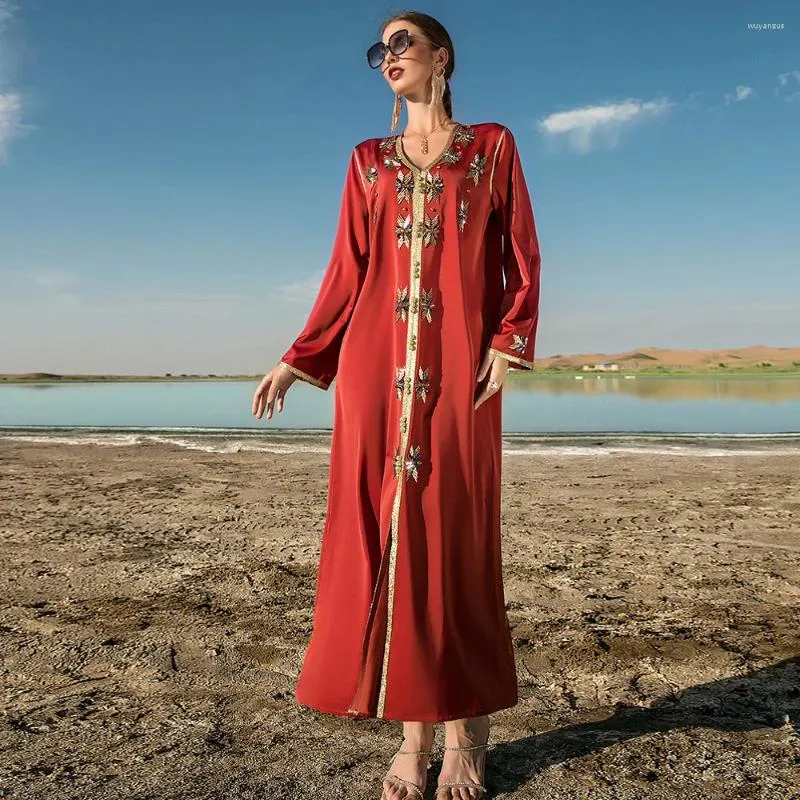 Vêtements ethniques Maroc Party Caftan Musulman Luxe Diamants Femmes Abaya Maxi Robe Turquie Kaftan Soirée Arabe Jalabiya Dubaï Moyen-Orient