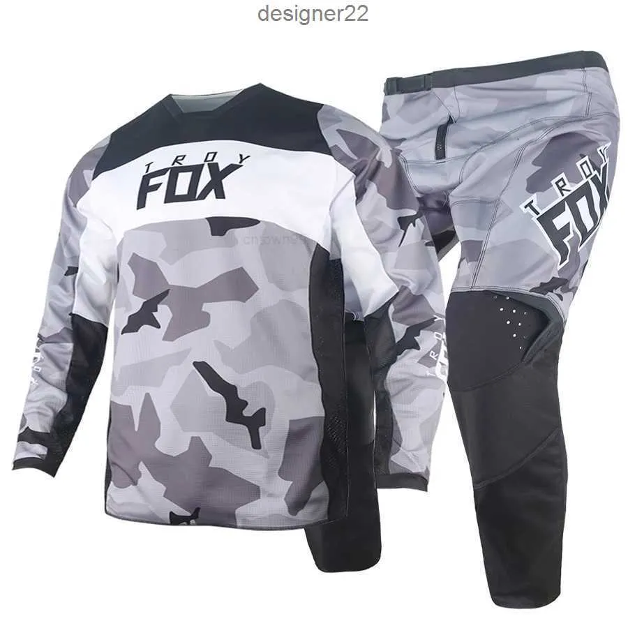 Spedizione gratuita 180 pantaloni in jersey MX Combo Gear Set Motocross Outfit BMX Dirt Bike Mountain Bicycle Off-road Suit Kit nero grigio