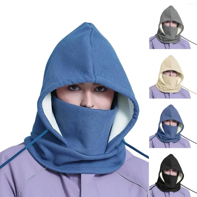 Berets Winter Fleece Hood Ski Hat For Women Men Thermal Cap Scarf Cold Weather Trapper Medium