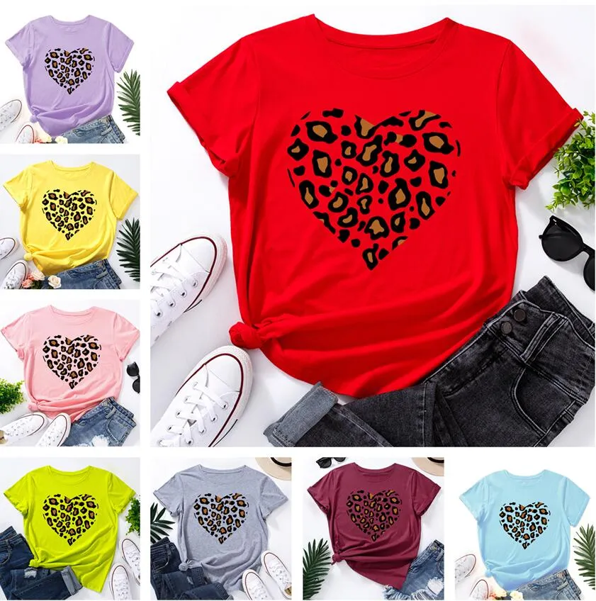 Simple Broken Leopard Heart Femmes Tshirt T-shirts Mode décontractés