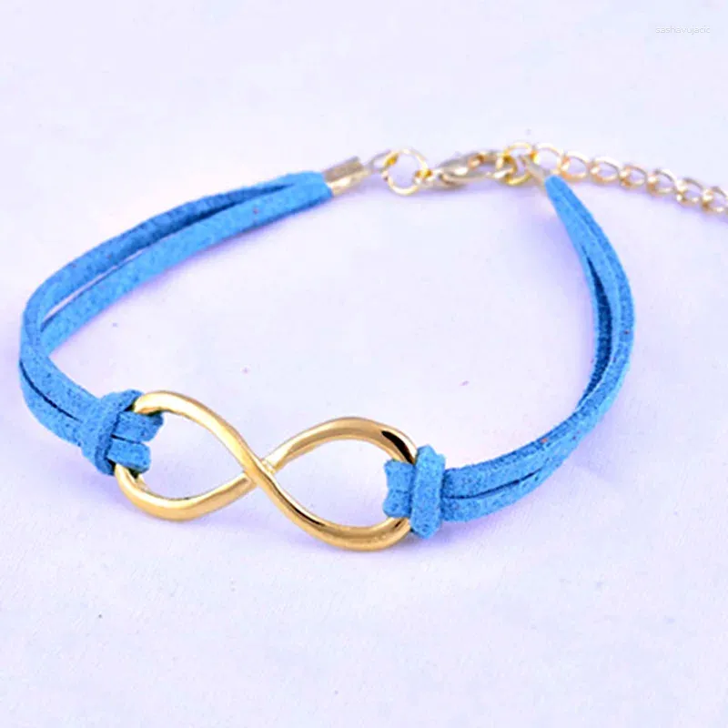 Charm Bracelets Simple Exquisite Infinity Bracelet Handmade With Korean Velvet Leather Rope Chain Women Bangle 18K Gold Plated Jewelry