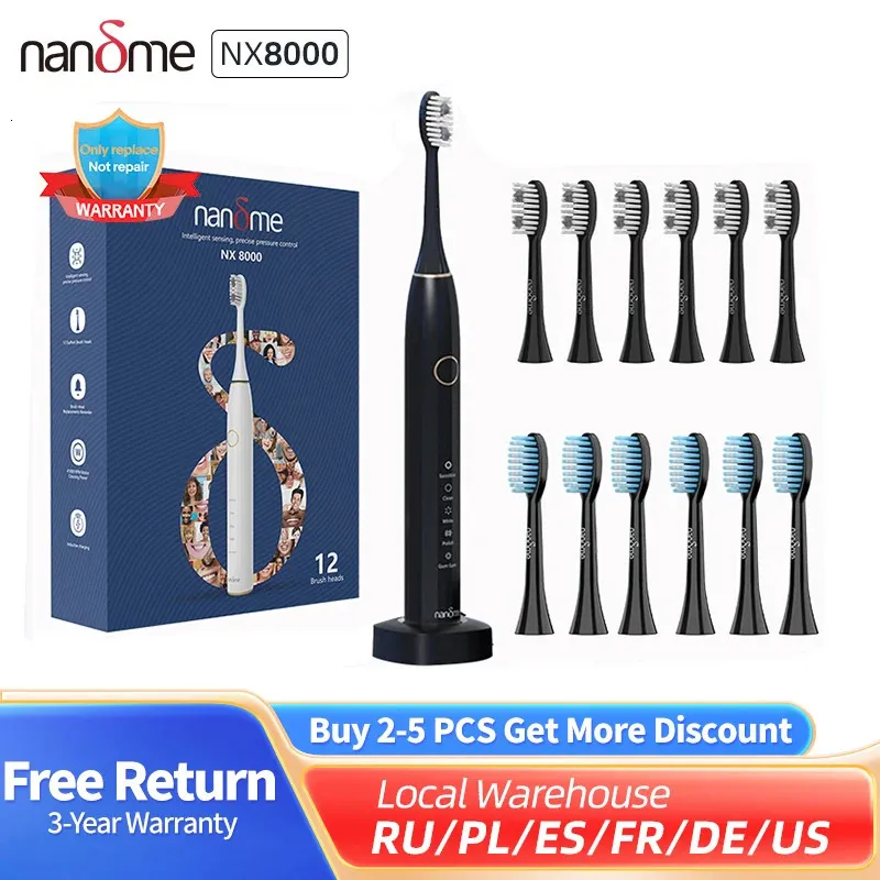 Nandme NX8000 Inteligente Sonic Escova de Dentes Elétrica Limpeza Profunda Escova de Dentes IPX7 À Prova D 'Água Micro Vibração Limpeza Profunda Branqueador 240220