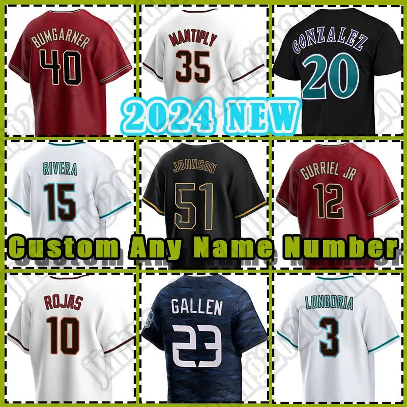 Arizona Baseball Trikots Randy Johnson Diamondbacks Zac Gallen Corbin Carroll Ketel Marte Eduardo Rodriguez Luis Gonzalez Lourdes Gurriel Jr.kyle Lewis Longoria