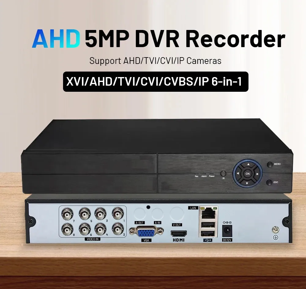 8CH CCTV AHD DVR CVI TVI CVBS 6in1 4CH XVR 2MP 5MN Face Detection