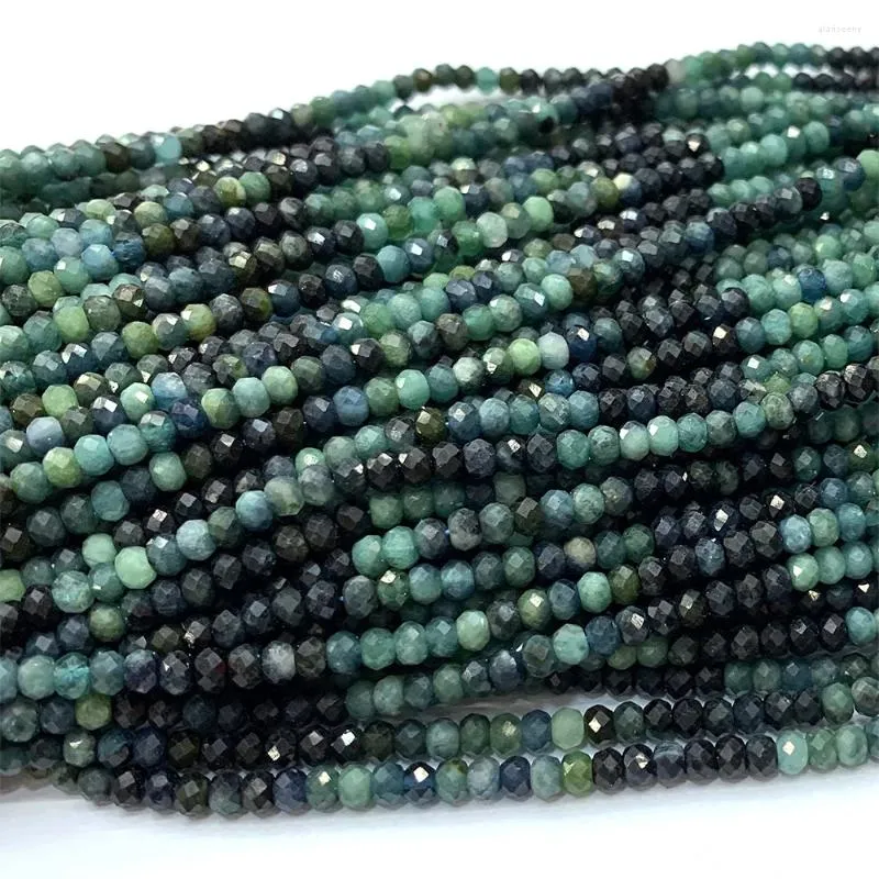 Loose Gemstones Veemake Blue Tourmaline Natural Necklace Bracelets Earrings Ring Faceted Small Rondelle Women's Beads For Jewelry Making