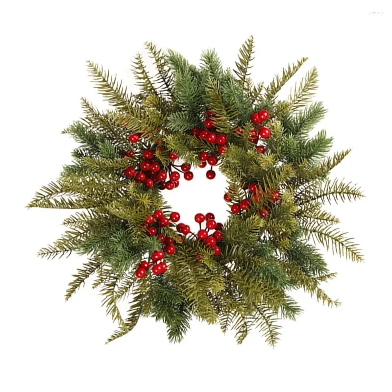 Decorative Flowers Garland Christmas Wreath Decor Artificial Floral Red Berry Hanging Door Pendant