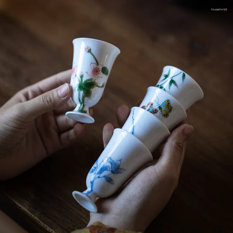 Tasses à thé peintes à la main, ensemble en céramique, pièce unique, Style chinois, Kung Fu, Imitation Concubine Song
