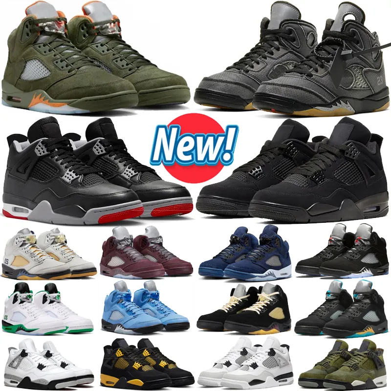 jumpman 5 5s men basketball Shoes 4s 4 Bred Reimagined Olive Midnight Navy Burgundy Carft UNC Muslin Racer Blue Fire Red Military Black Cat Thunder Sports Sneakers