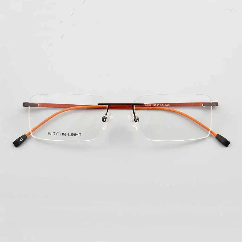 サングラスフレームYouTop Rimlessフレームステンレス鋼のビジネスメンガラス処方眼鏡7057