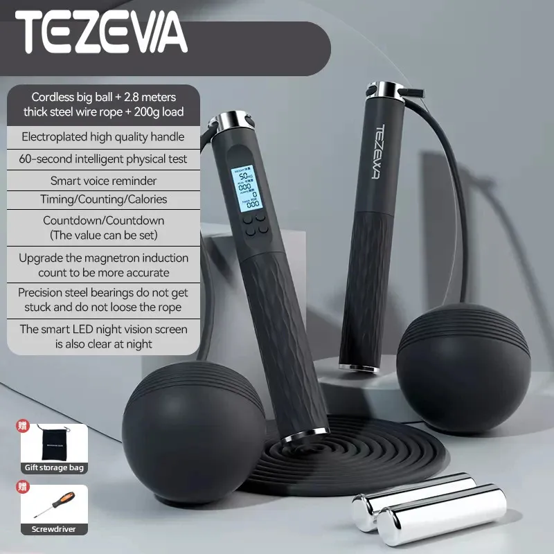 TEZEWA Weighted Jump Rope Wire Cordless Jump Ropes Fitness Exercise Jumping Skipping Rope Exercise Professional Crossfit 240220