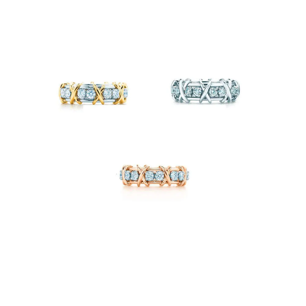 Кольца Tiffiny Дизайнерские женские кольца оригинального качества Классический серебряный золотой материал Модное двойное кольцо сотен башен с Т-образным кольцом