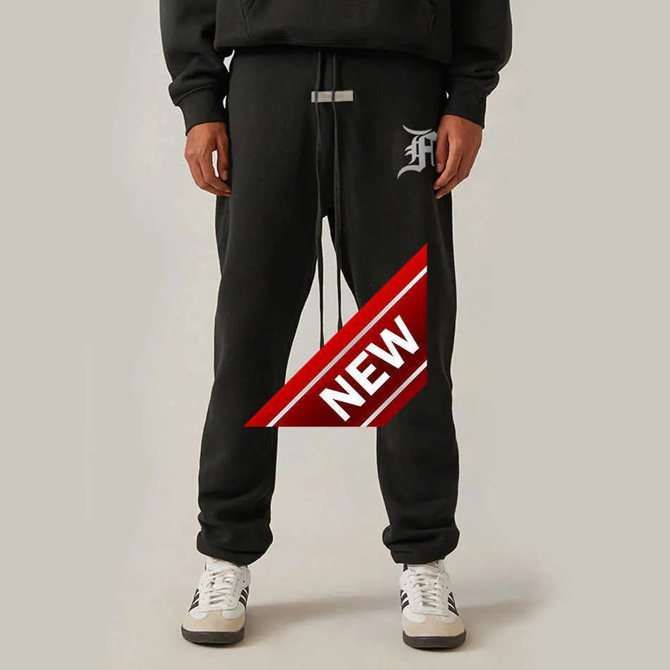 reflective printed with drawstring 400g weight looped sanitary high street casual sports pants