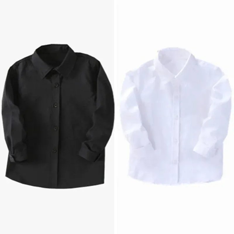 Детская праздничная рубашка для выступлений, одежда для малышей-подростков, школьная форма, рубашки для мальчиков, черно-белая блузка с длинными рукавами, детские топы 240219