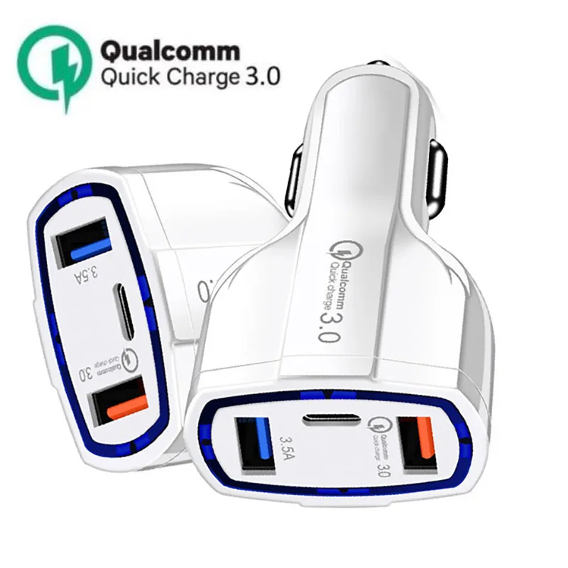 Chargeur de voiture USB C 3 en 1 35 W type de charge rapide QC 3.0 PD USB-C 7A chargeurs adaptateur de téléphone pour iPhone 13 12 11 Pro Max X 8 7 Plus et téléphones Samsung S22 S21 S20 Note 10