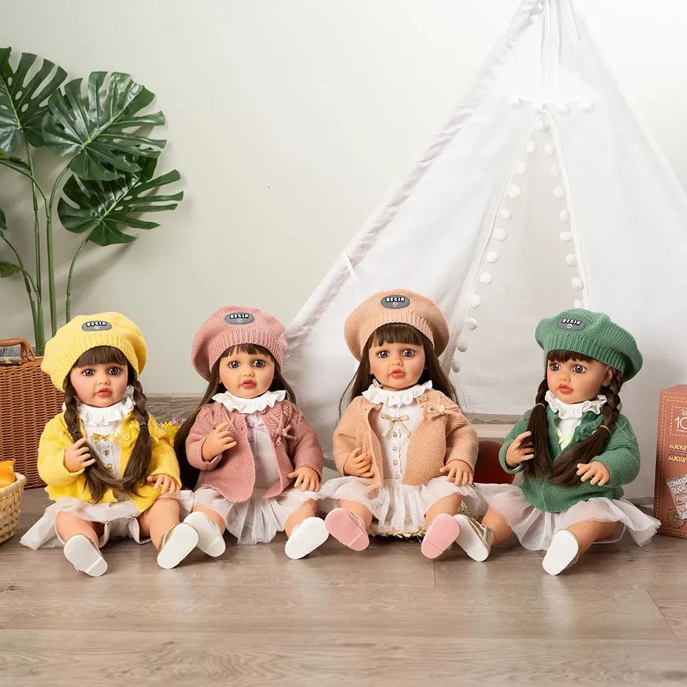 55 cm Reborn Dolls Full Body Silicone Vinyl Doll Beauty Long Hair Girl Life Beborn Baby Princess Bebe Dolls Reborn Doll Toys 240223