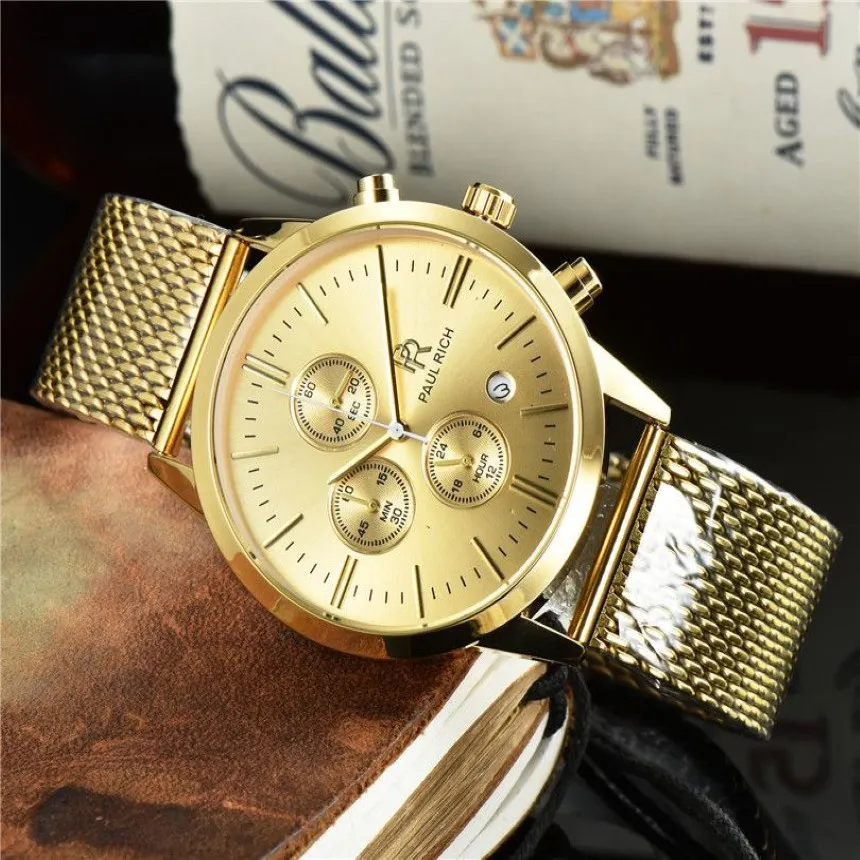 AAA Luxury Men's Casual Watch Multi-Function Automatic Quartz rostfritt stål Ultratunn Mesh Belt Swiss varumärkesdesigner Birth3062