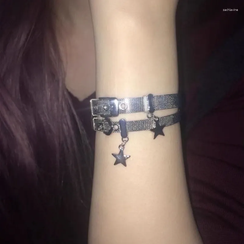 Link bransoletki słodkie dziewczyny wisior gwiazda urocza punkowa fajna bransoletka Bangle Pentagram For Women Party Club Fashion Biżuteria