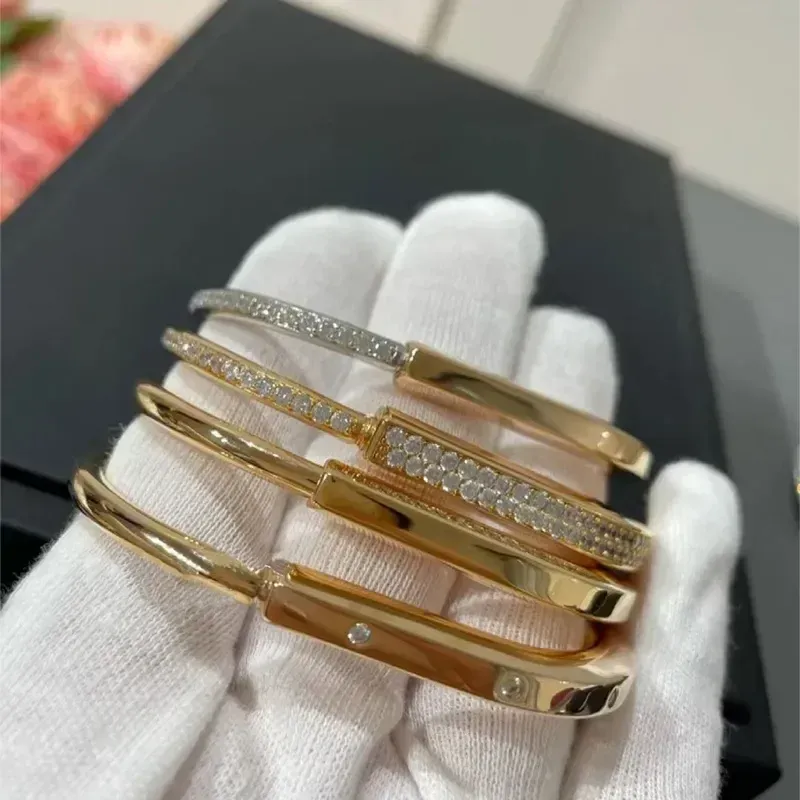 2023 Varumärke 925 Sterling Silver Women's Luxury Jewelry Armband Classic Geometric Zircon Lock Rose Gold Anniversary Gift