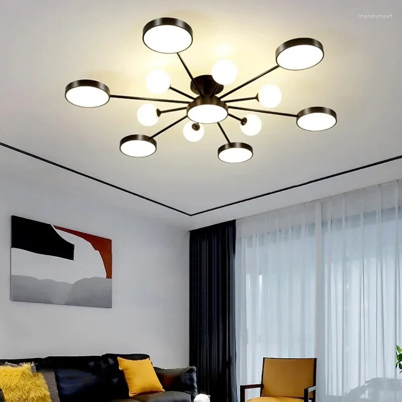 Lustres 2024 Style nordique moderne LED pour salon chambre à manger cuisine plafonnier noir Design G9 luminaires