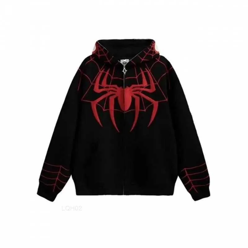 Men's Hoodies Sweatshirts American Niche Design Sense Hooded Embroidered Cardigan Hoodie Anime Spider Man Jacket Cool Girl 06q6