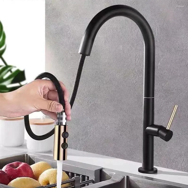 Kitchen Faucets Pull-Out Faucet All-Copper Cold And Water Sink Facilities Bathroom Fixing Device