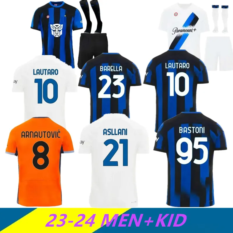 23 24 Alexis Soccer Jerseys LAUTARO THURAM BARELLA Kid Kit Maillot de FRATTESI FINAL 2023 Maglie Football Shirt Enfant troisième spécial Inters Milans fans version joueur