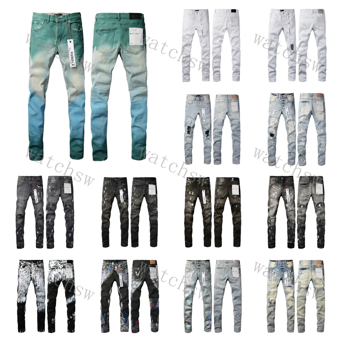 Jeans de marca roxa Trendência Black Rip Black Rip Bike Slim Fit Motorcycle Sweats Sweather Designer Men Fashion Womens