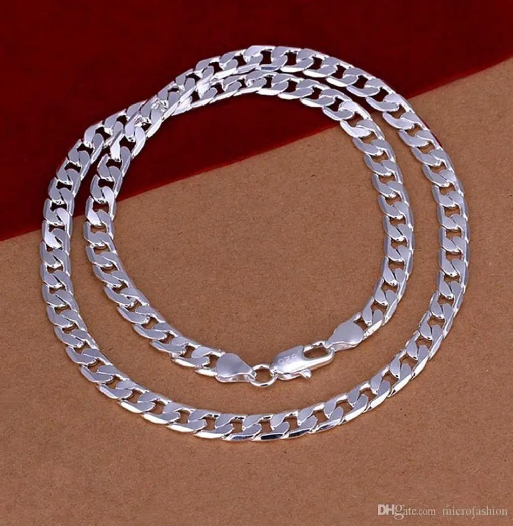 8mm de largura chicotes colar de corrente grossa para hain meio-fio corrente jóias estilo figaro 925 colar banhado a prata novo kasanier7026403