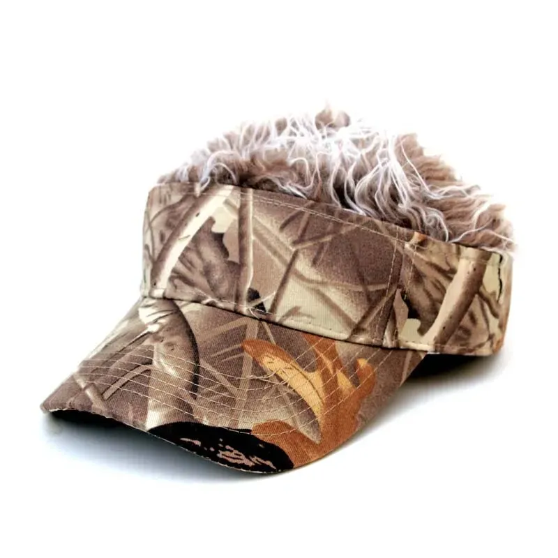 Hip-Hop Camouflage Baseball Caps For Men And Women Funny Wigs Peaked Caps Outdoor Sunshade Hats