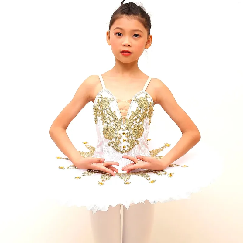 Sceniczna sukienka baletowa na profesjonalne baleriny tutu spódnice łyżwiarki figurowe White Swan Lake Ubrania