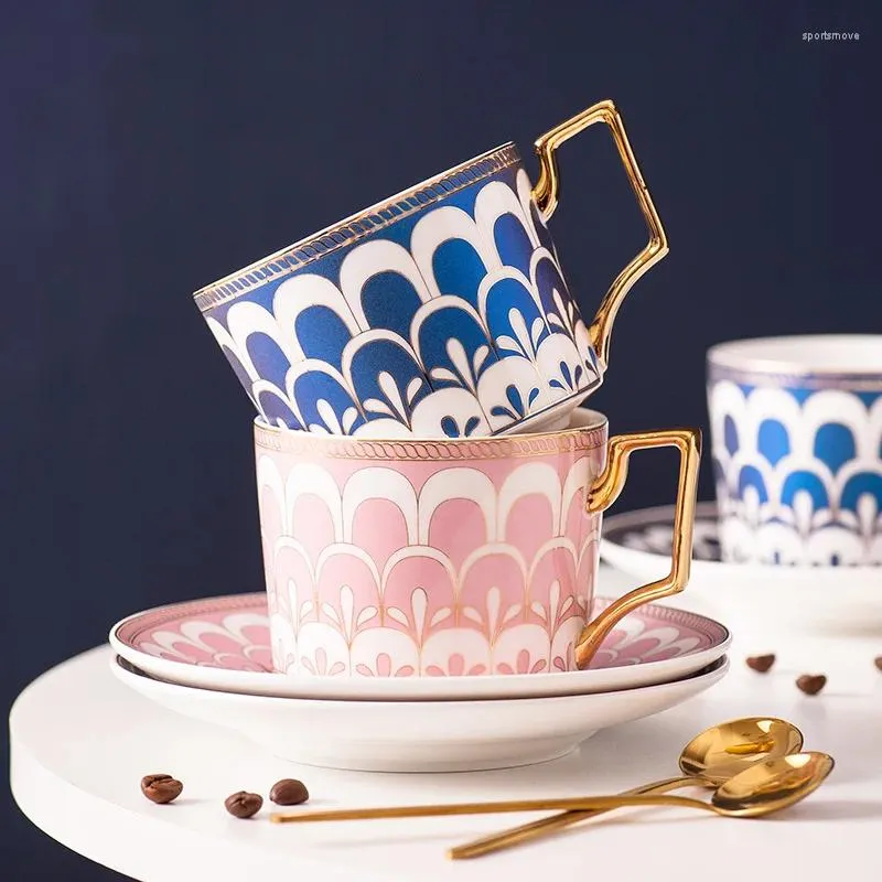 Tazas de estilo europeo, taza de café de hueso Floral dorado, Taza de cerámica de té de la tarde de lujo moderna, postre, avena, decoración del hogar