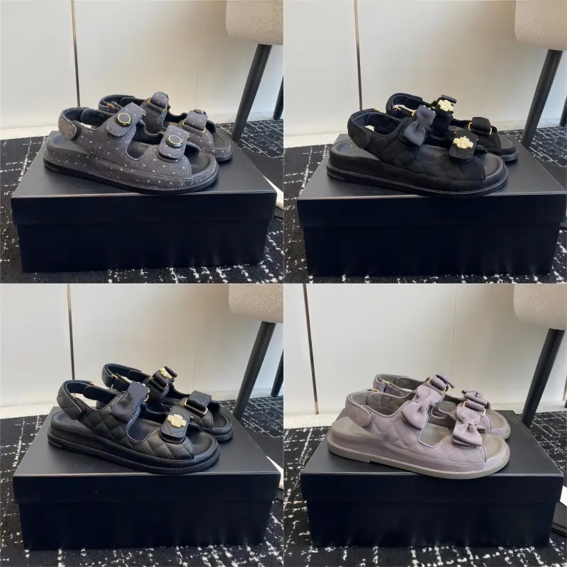 sandali firmati scarpe da spiaggia da donna calzolaio pantofole di lusso con suola spessa scarpe casual da donna scarpe da donna in vera pelle estate lussuoso tory bianco fiocco nero