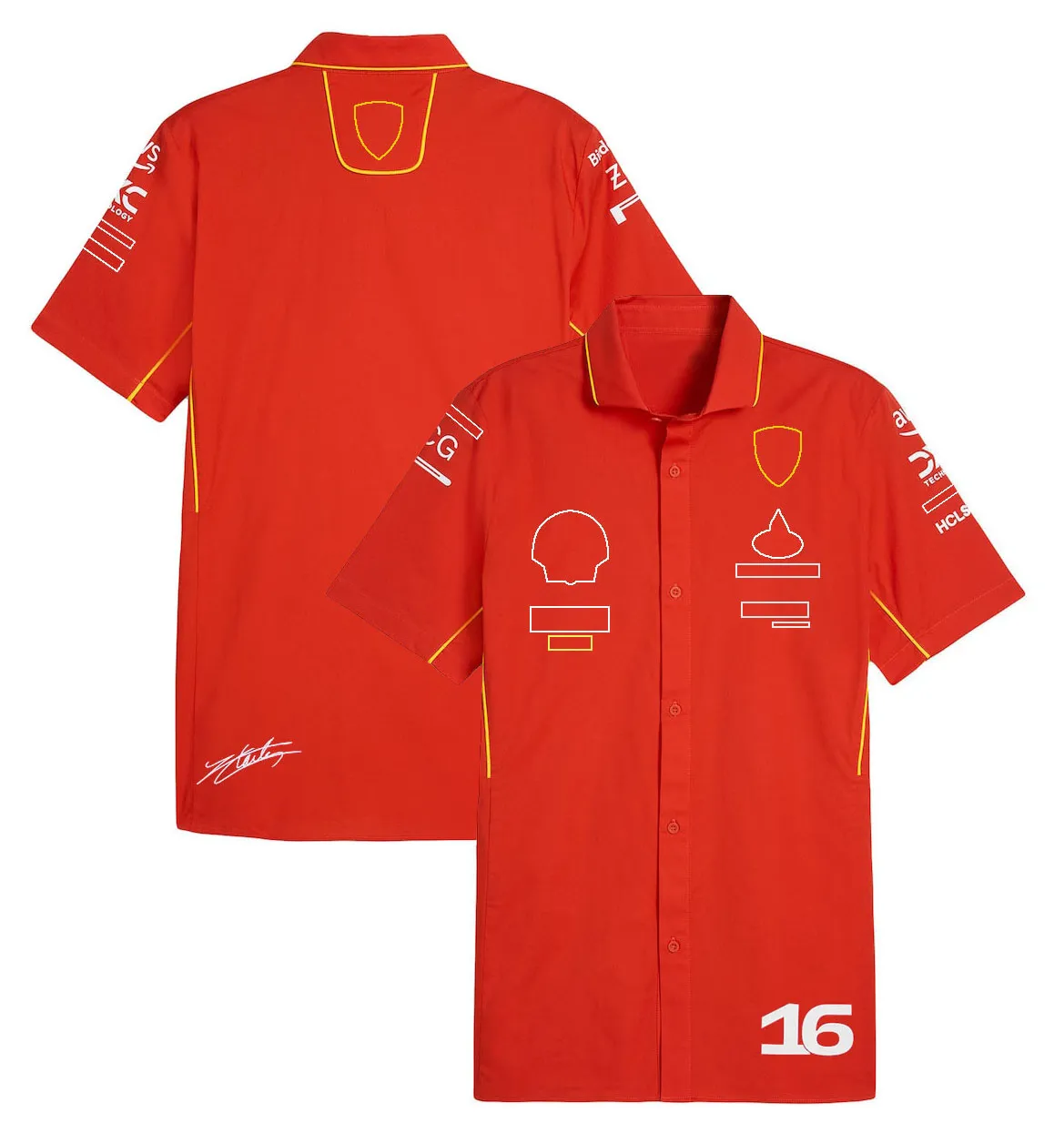Herren Polos F1 2024 Team T-Shirt Neue Formel-1-Rennmenschen Polo-Shirts T-Shirt Motorsport Nr. 16 und Nr. 55 Fahrer Red T-Shirt Fans Shirts A605